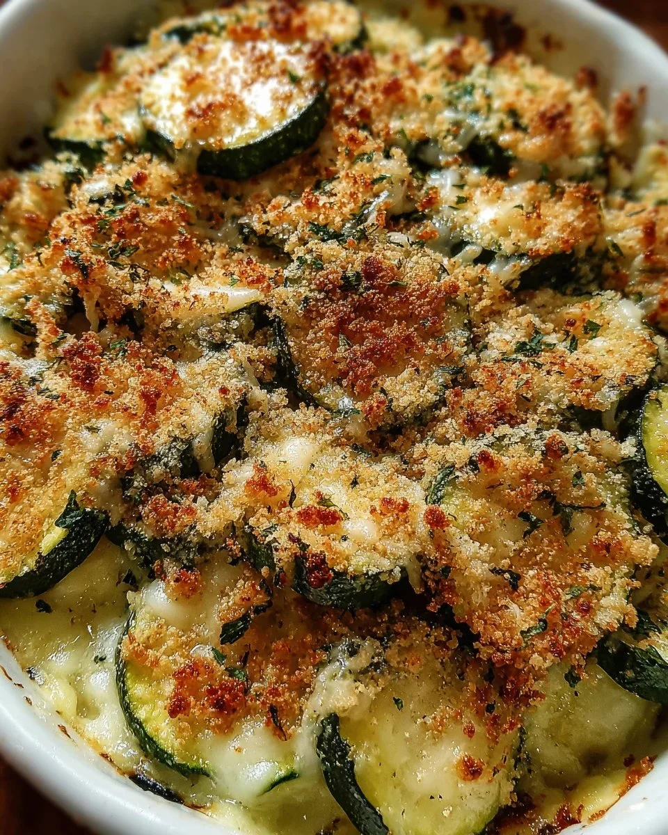 Delicious baked zucchini cheese dish served fresh from the oven