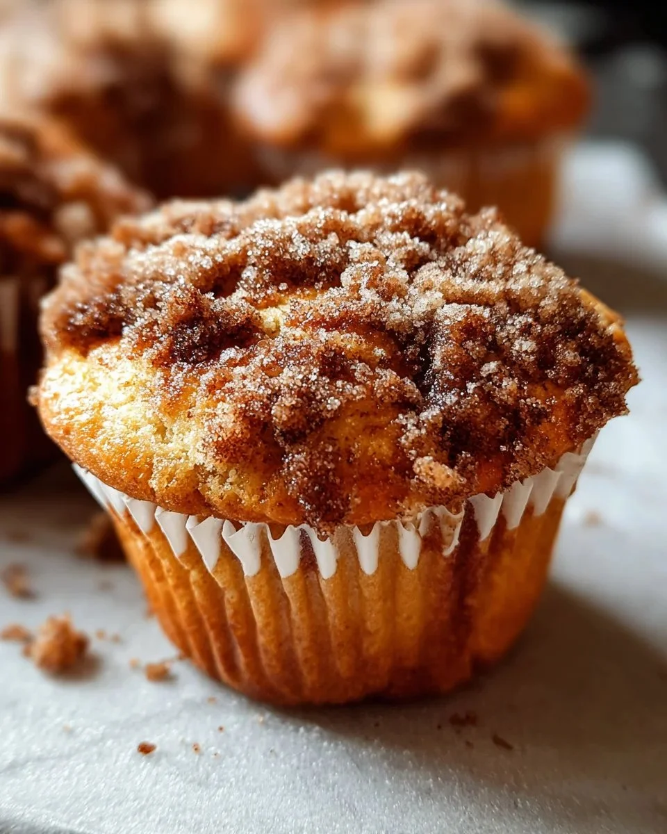 Freshly baked coffee cake muffins on a wooden table