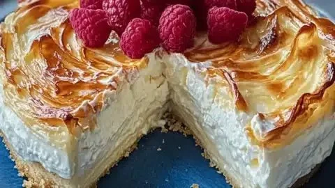 Delicious creamy yogurt cake with fresh fruit toppings