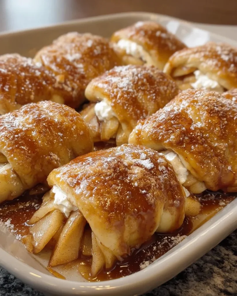 Crescent Roll Apple Dumplings served on a plate with cinnamon sugar