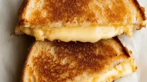 Crispy air fryer grilled cheese sandwich cooked in 10 minutes