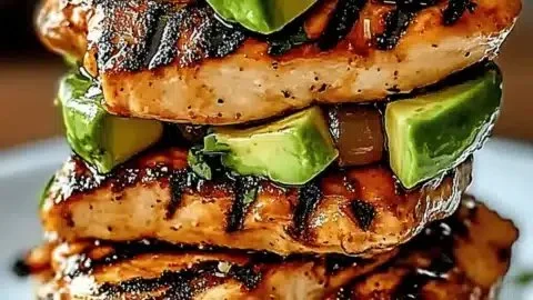 Delicious Honey Lime Chicken served over Avocado Rice Stack for easy dinner