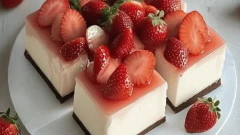 Layers of a delicious Apple Strawberry Dessert with fresh fruits and whipped cream.