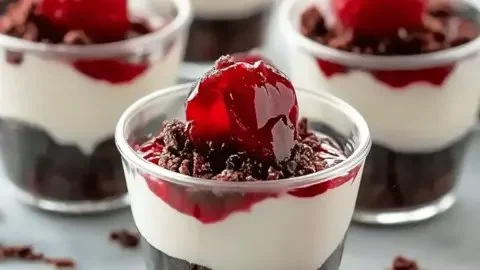 DLux Mini Dessert Cups with cherry chocolate bliss - easy no-bake dessert