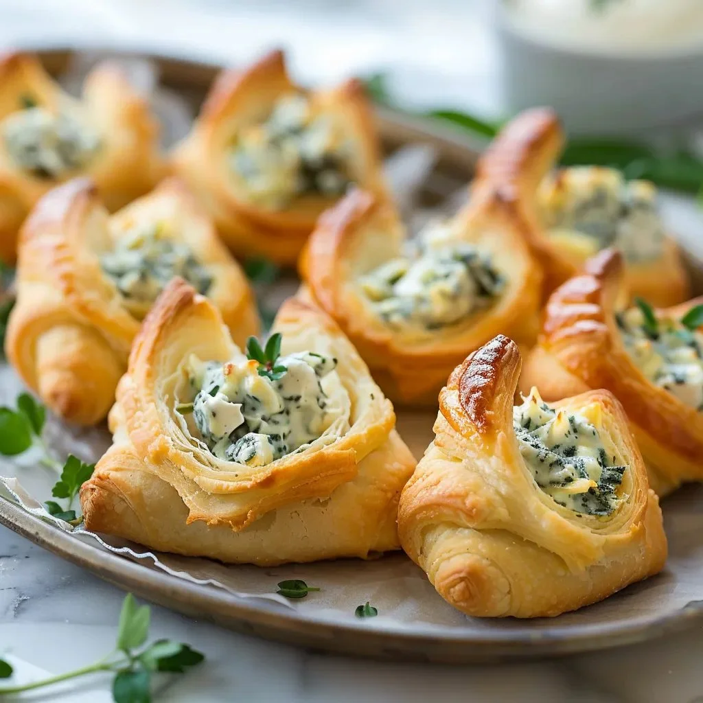 Plate of Easter Bunny Crescent Bites decorated for spring celebration
