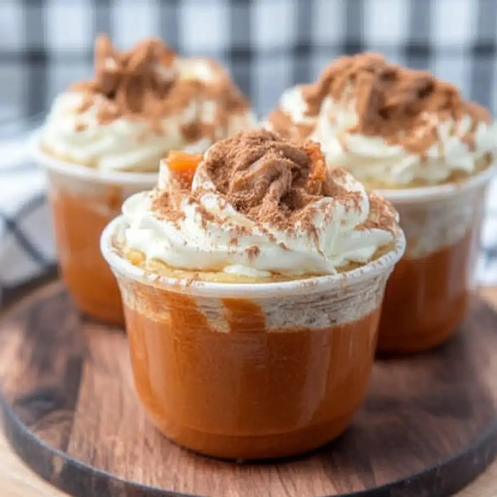 Easy pumpkin pie in a cup for kids, a fun no-bake Thanksgiving treat.