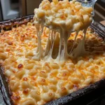 Delicious five cheese crack and cheese dish topped with melted cheeses.