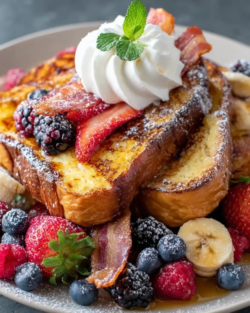 A beautifully arranged French Toast Board featuring various toppings and syrups.