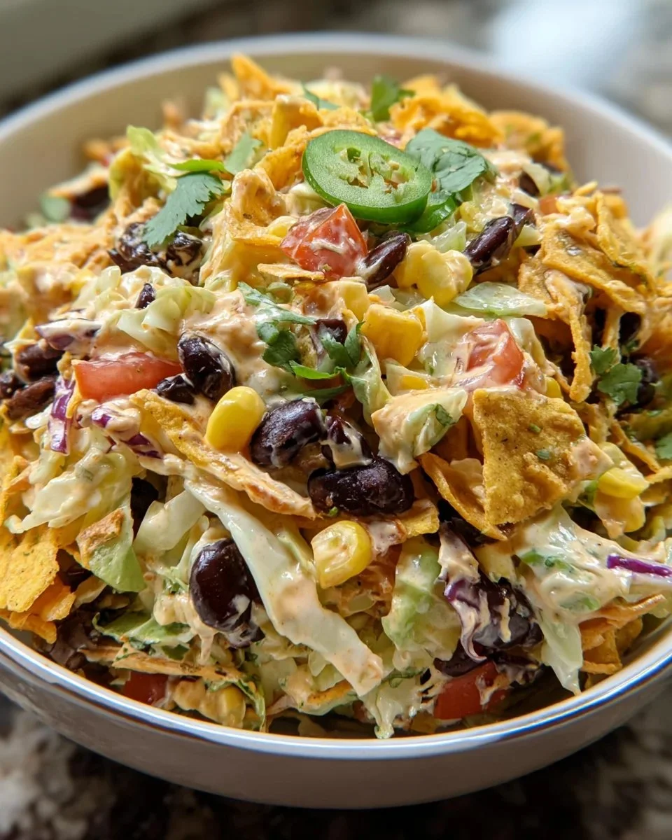 Delicious Frito Cowboy Cabbage Salad in a vibrant bowl