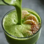 Delicious green smoothie with spinach and avocado in a glass