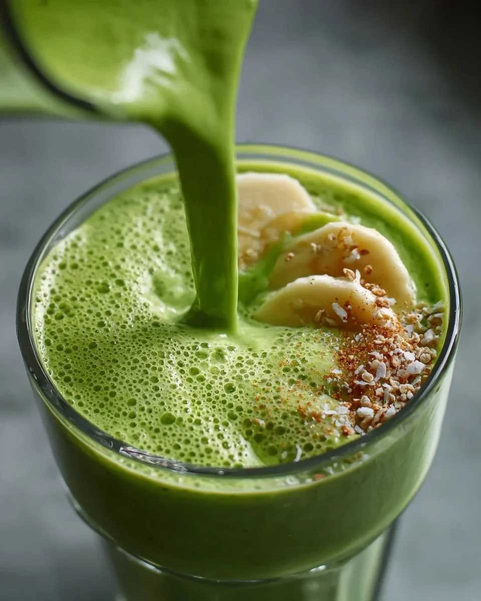 Delicious green smoothie with spinach and avocado in a glass