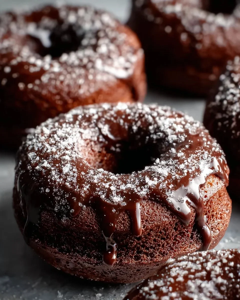 Homemade chocolate old-fashioned doughnuts on a rustic table