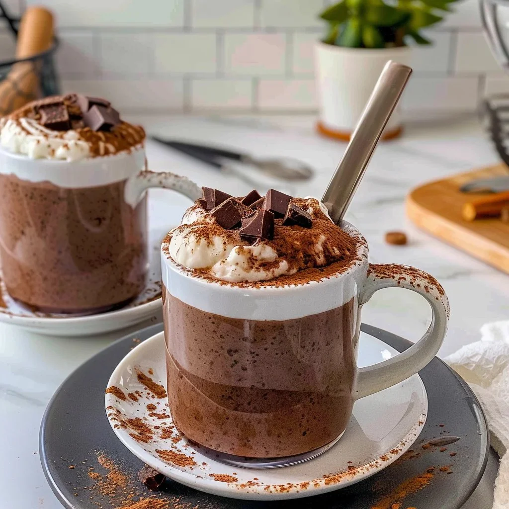 A steaming cup of irresistible Mexican hot chocolate topped with whipped cream and cinnamon.