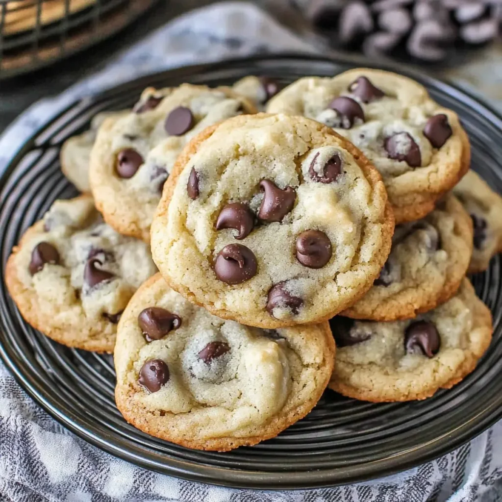 Freshly baked yogurt chocolate chip cookies on a cooling rack