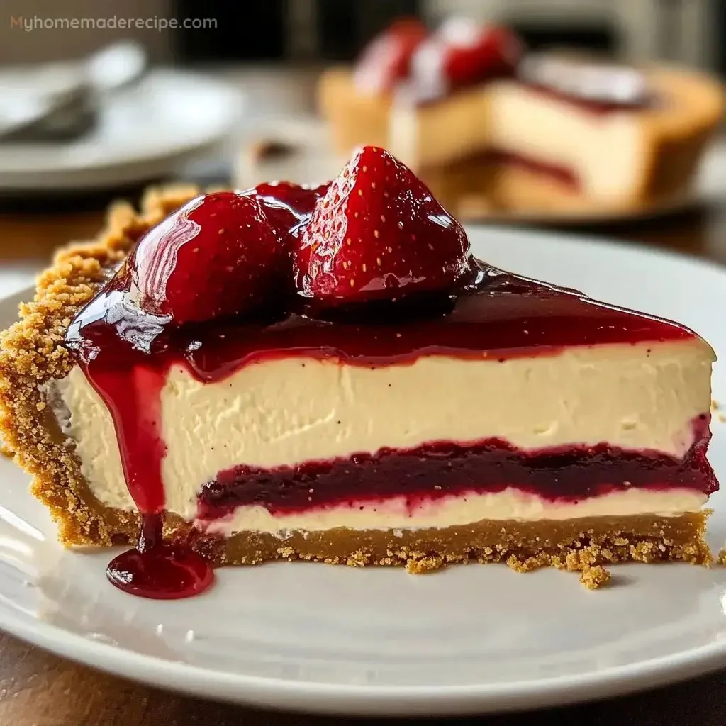 Delicious PB&J cheesecake slice topped with peanut butter and jelly