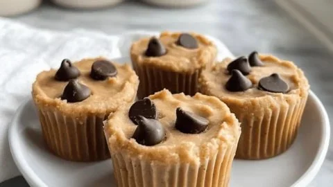 Peanut Butter Banana Cookie Dough Fudge Cups ready to freeze and enjoy