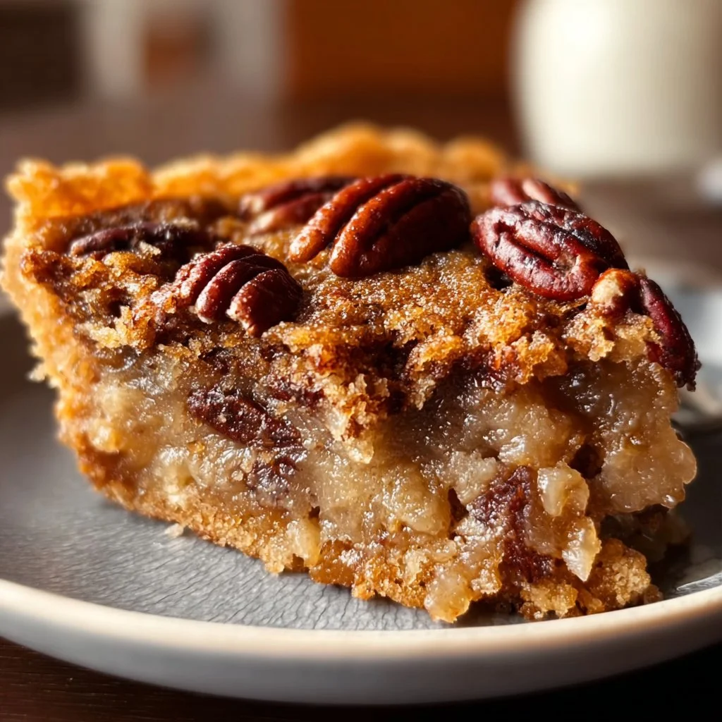 Delicious pecan pie dump cake served with whipped cream