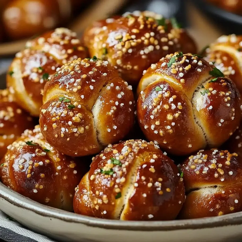 Perfect pretzel bratwurst bites served on a platter for a party appetizer.