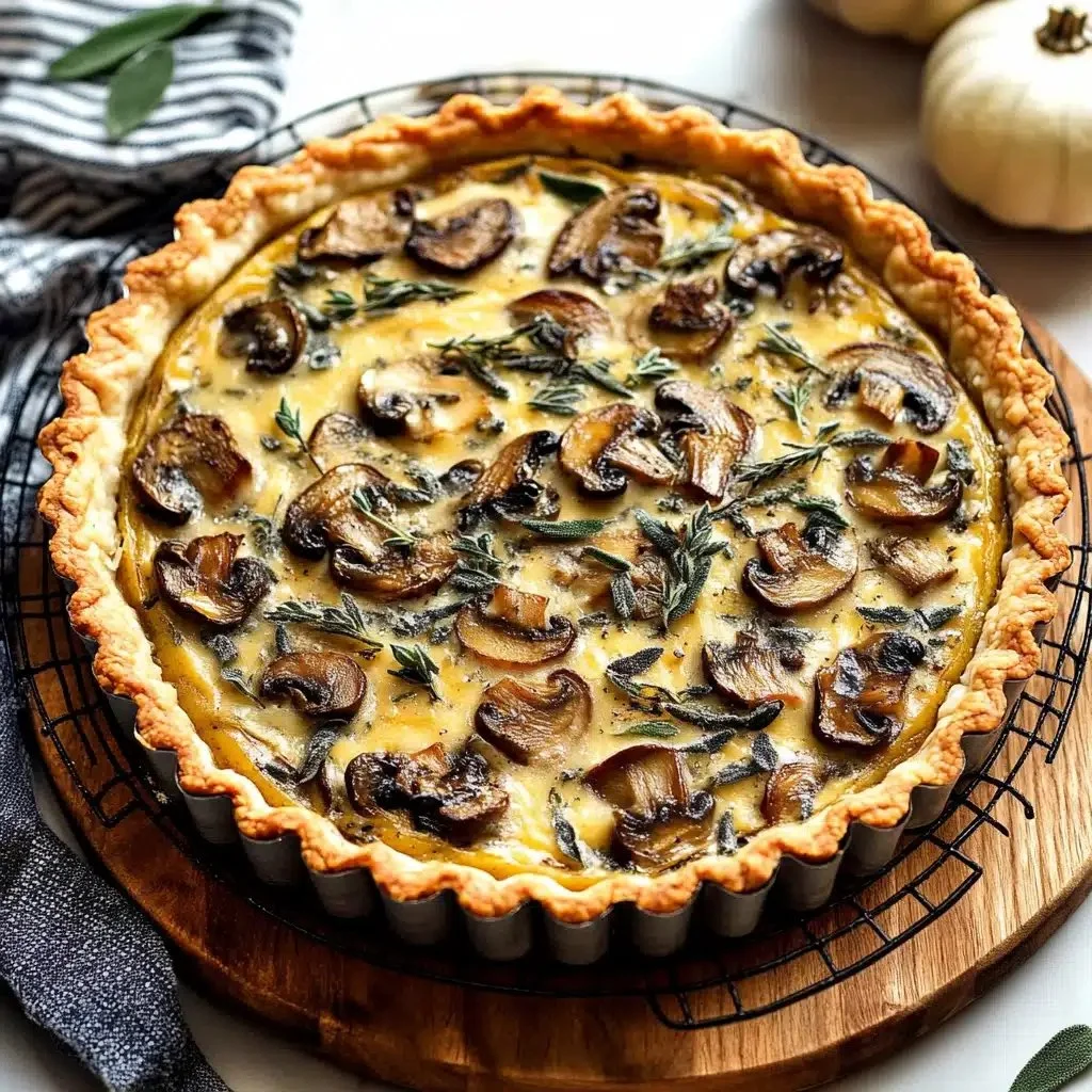 Savory pumpkin sage and mushroom tart, a cozy fall recipe