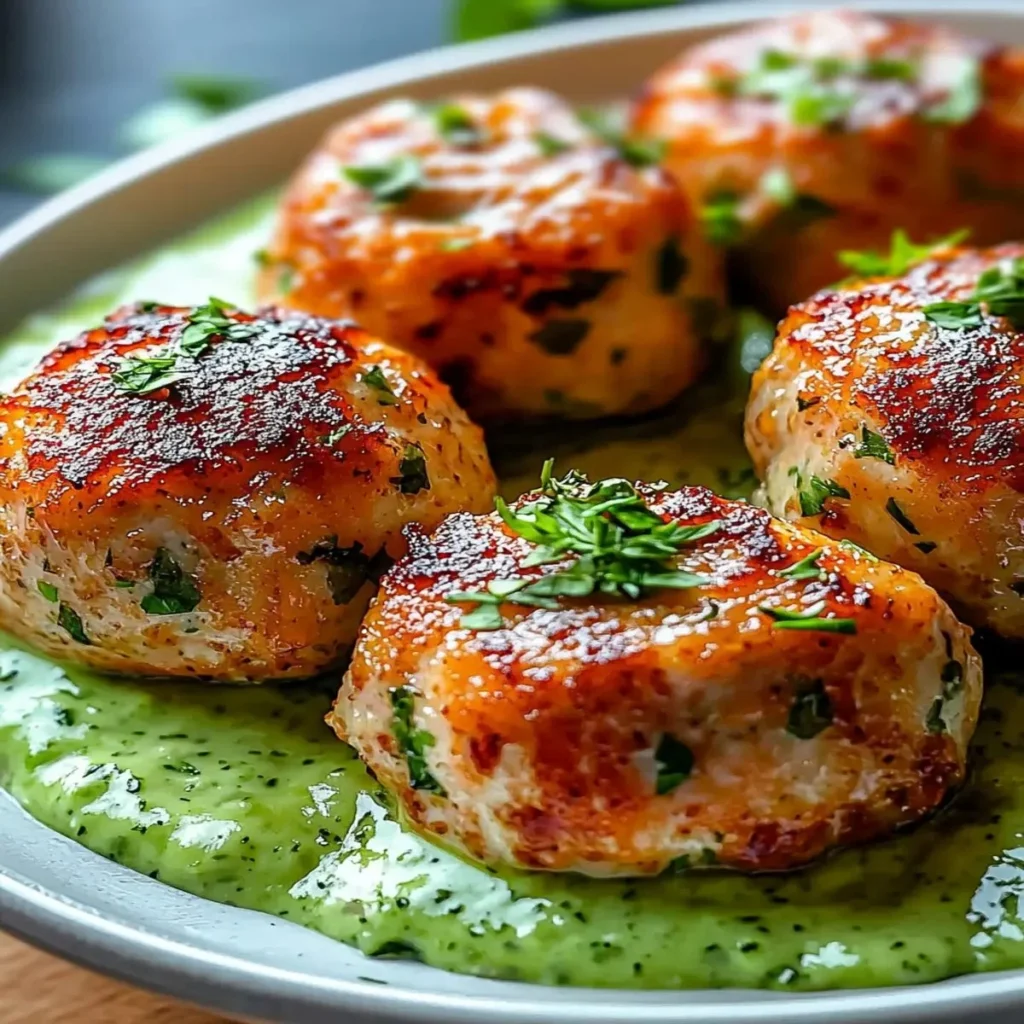 Savory salmon balls served with creamy avocado sauce for a delicious meal.