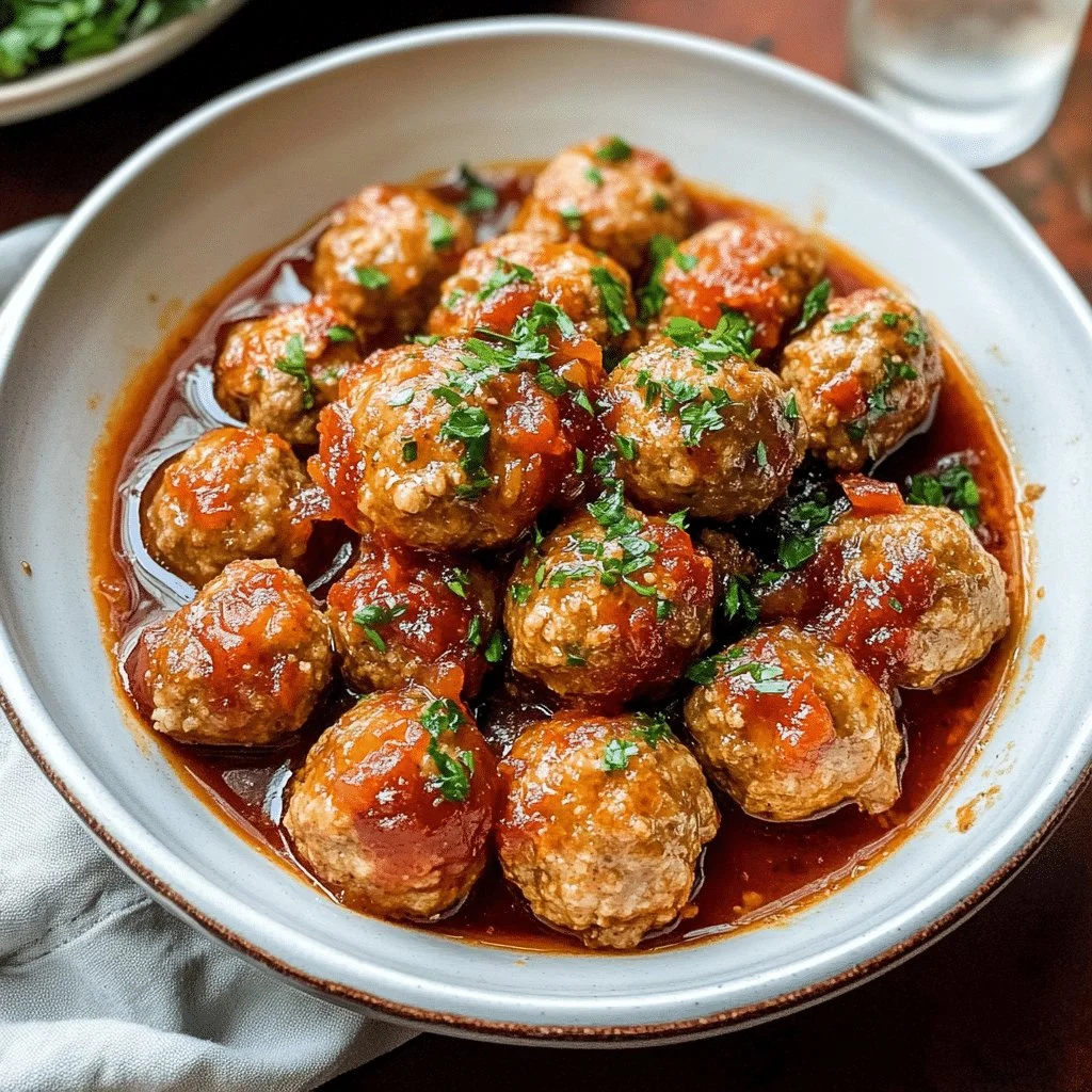 Slow cooker turkey meatballs simmering in sauce