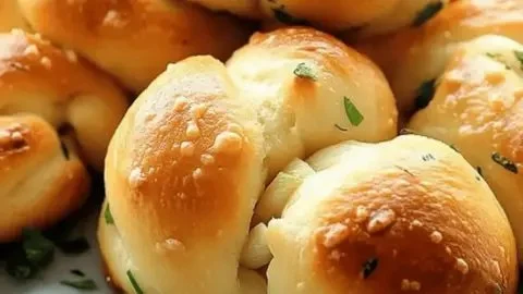 Delicious stuffed garlic knots served on a plate, perfect comfort food.
