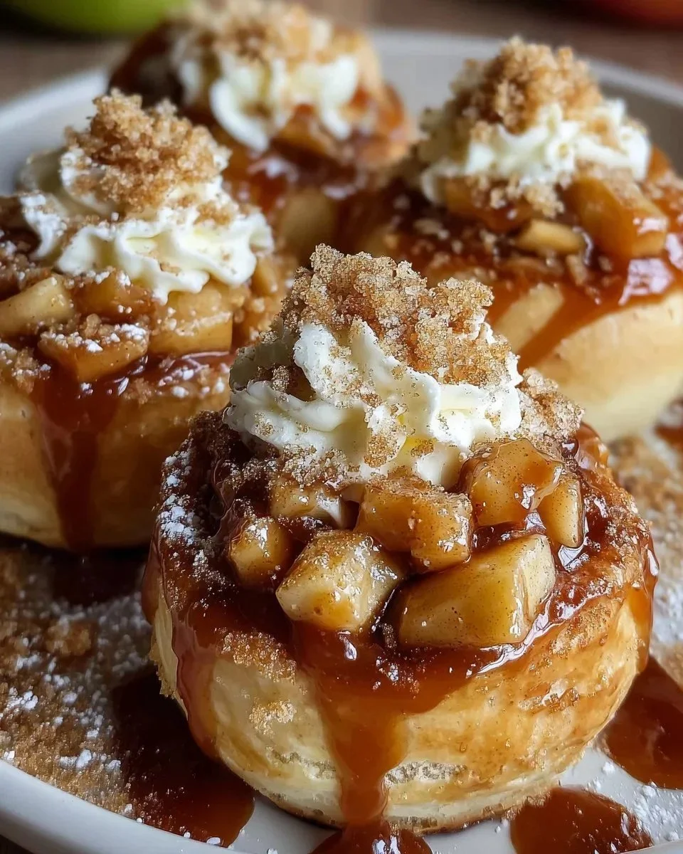Delicious Apple Caramel Bombs pastry with crispy crust and caramel drizzle