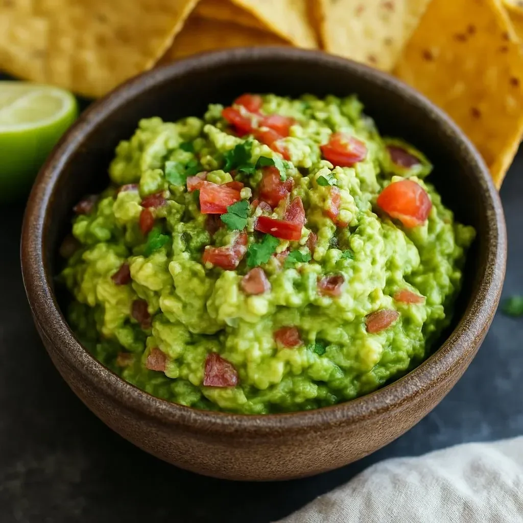Bowl of the best ever guacamole made with fresh avocados and spices.