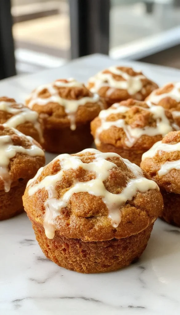 Starbucks-inspired pumpkin cream cheese muffins on a wooden table