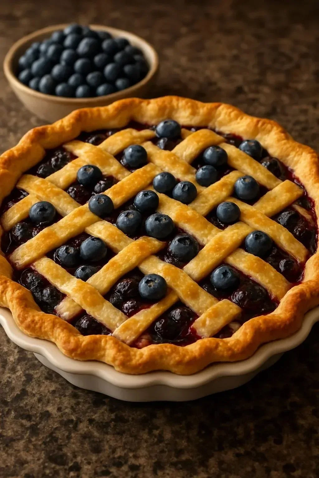 Delicious blueberry slab pie slice on a plate with a fork