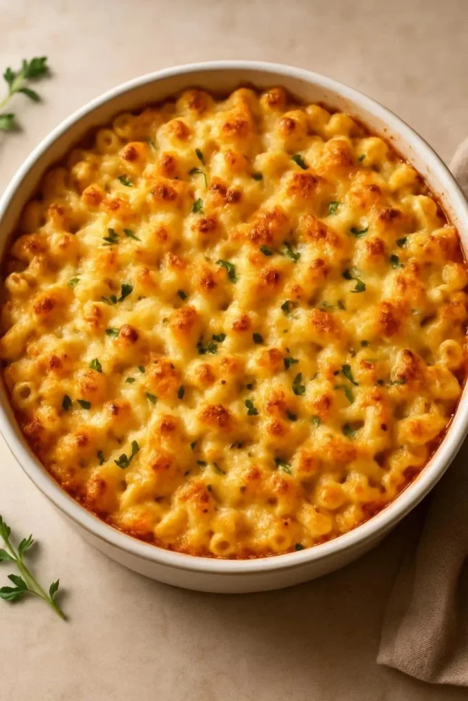 Delicious Caribbean Macaroni Pie with colorful ingredients and baked to perfection.