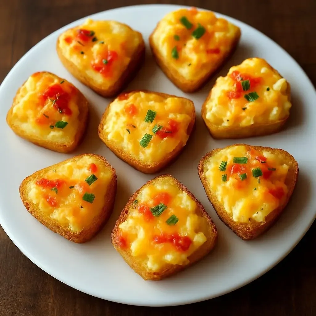 Cheesy crabmeat canapes ready for serving at a gourmet gathering.