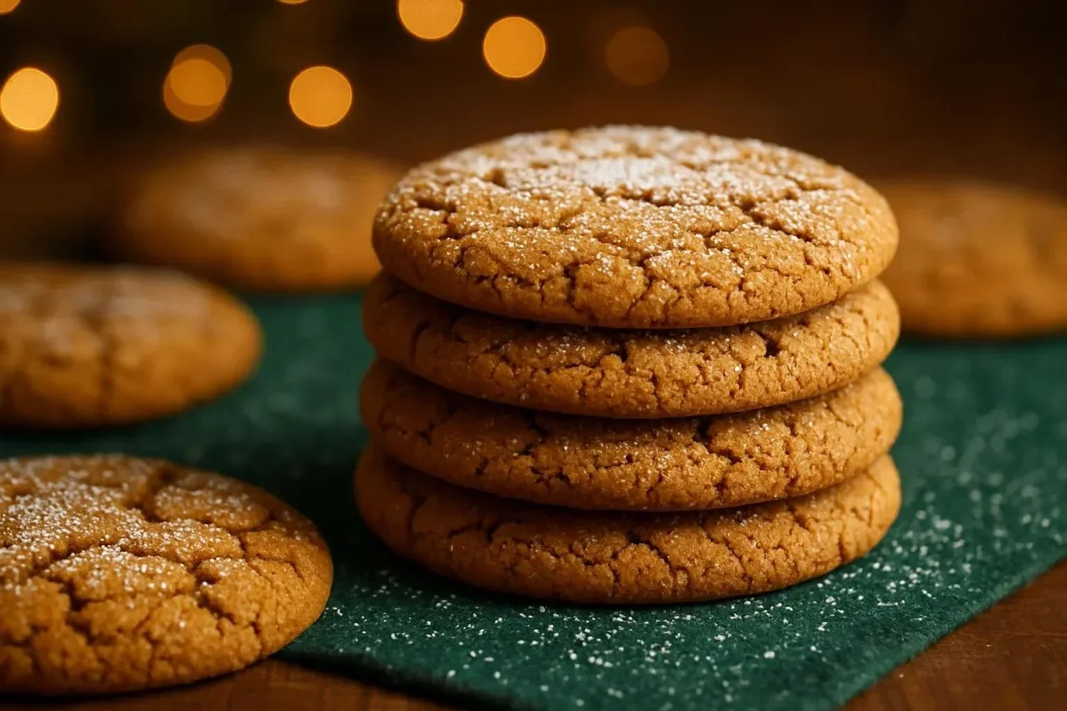 Chewy gingerbread cookies freshly baked with warm spices and icing