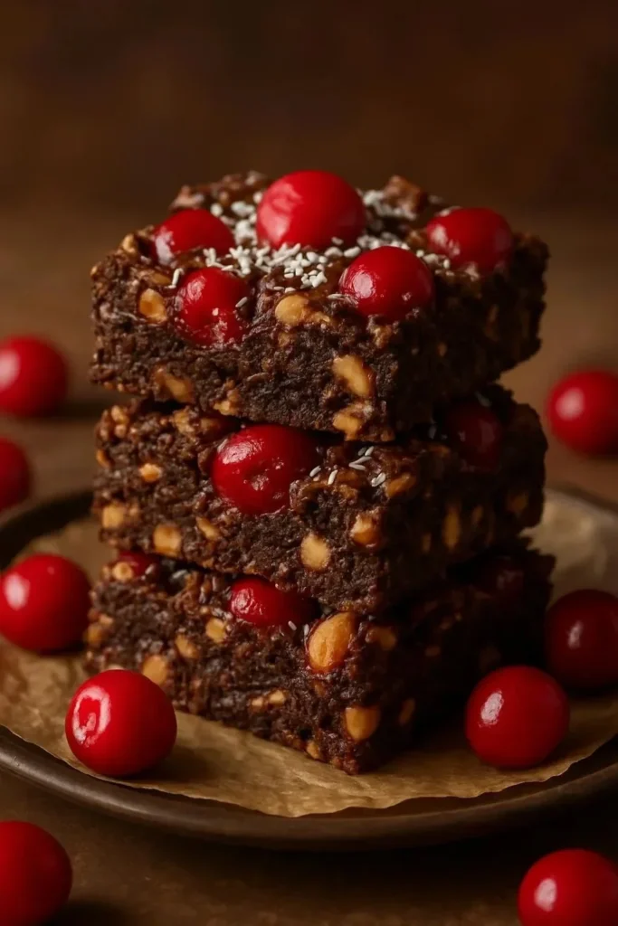 Delicious chocolate cherry bars with rich chocolate and bright cherries
