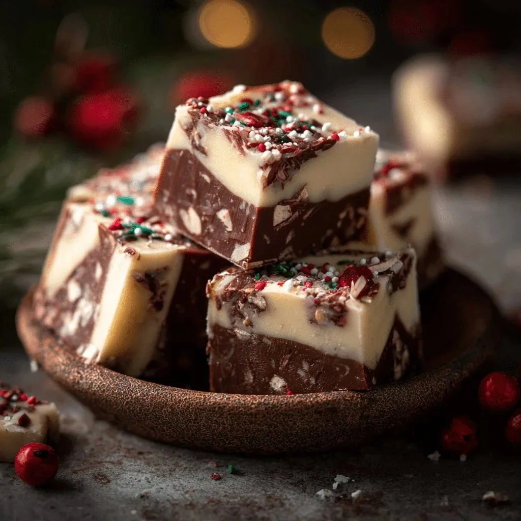 Delicious homemade Christmas fudge ready for the holidays