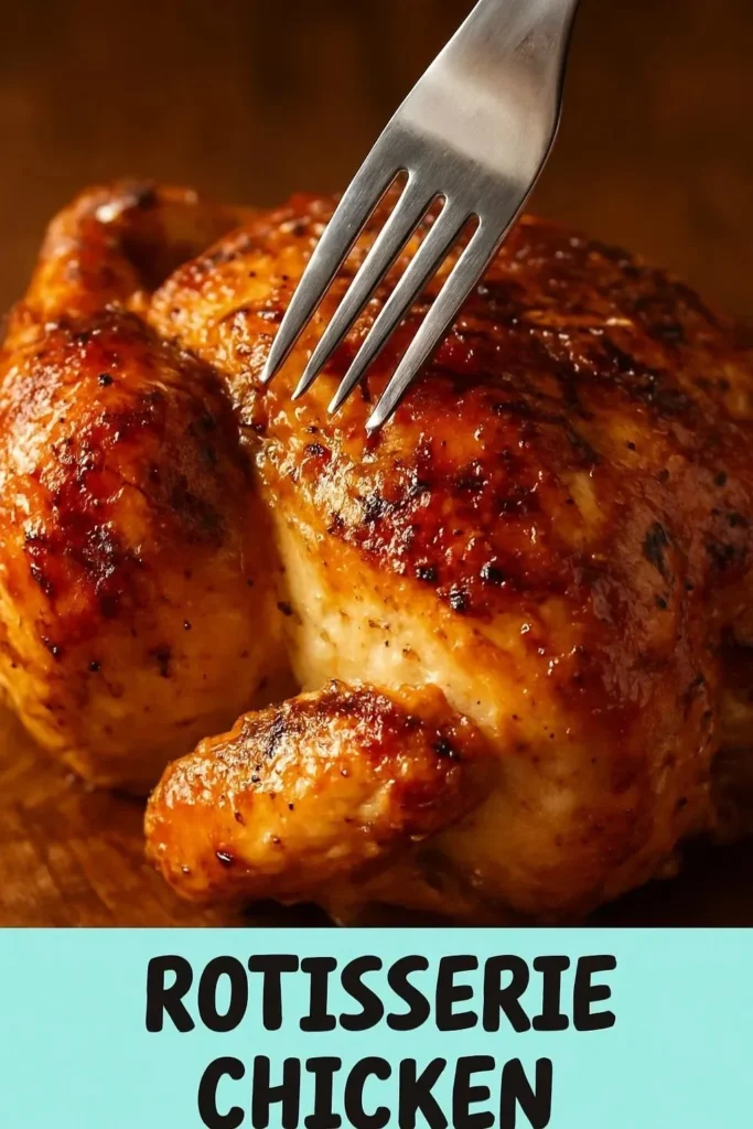 Crispy rotisserie chicken served on a platter with herbs and sides