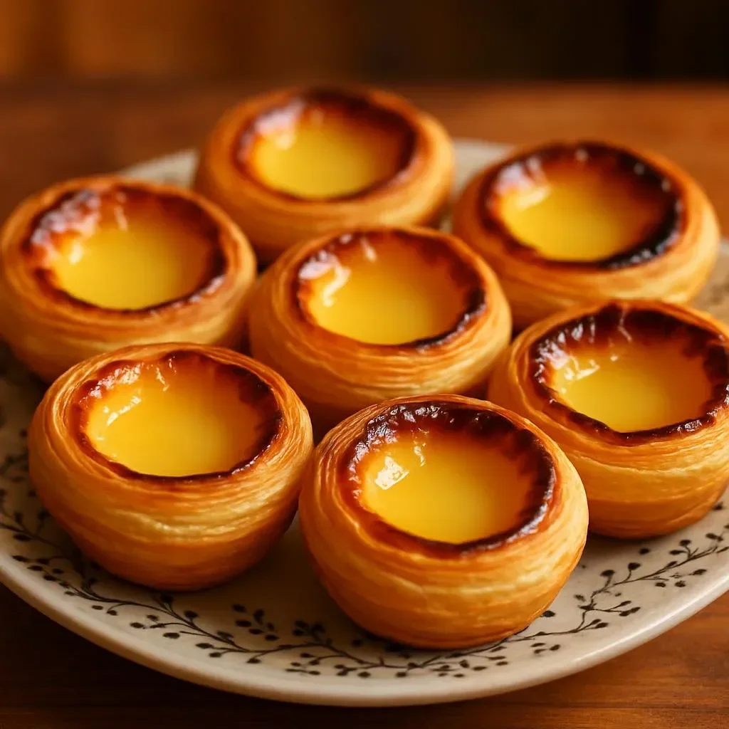Delicious custard tart with creamy filling and golden crust ready to be served.