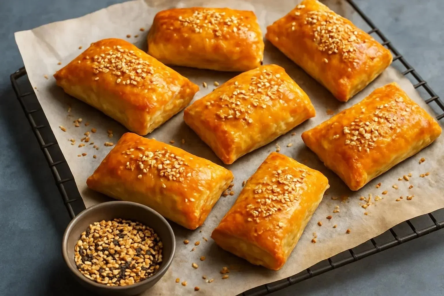 Delicious air fryer Spanakopita rolls filled with spinach and feta cheese