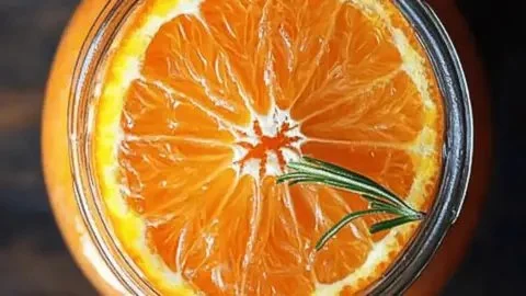 Marinated oranges with honey and rosemary served in a bowl