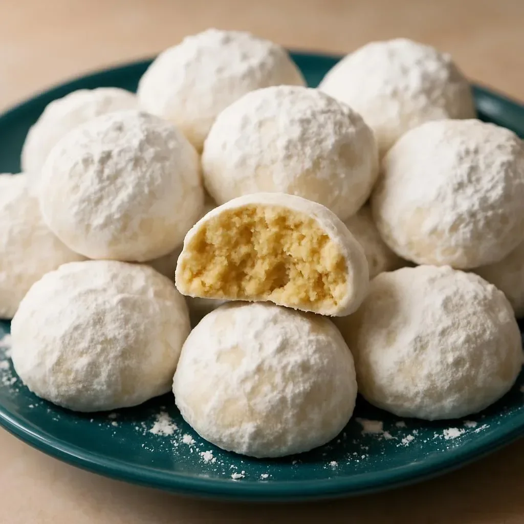 Deliciously buttery snowball cookies dusted with powdered sugar