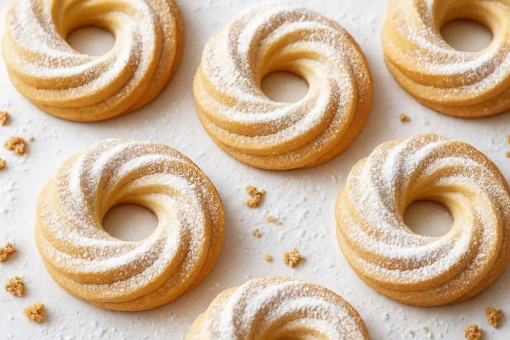 Plate of easy marzipan cookies with almond decoration