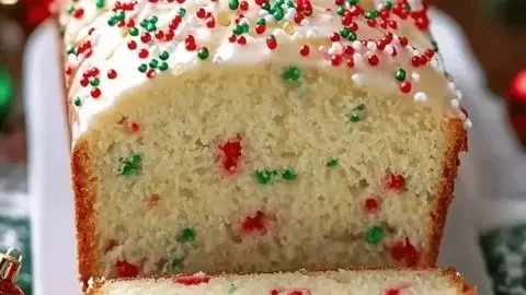 Festive Christmas Sprinkle Buttermilk Bread topped with colorful sprinkles
