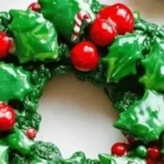Colorful Christmas wreath cookies decorated for the holiday season