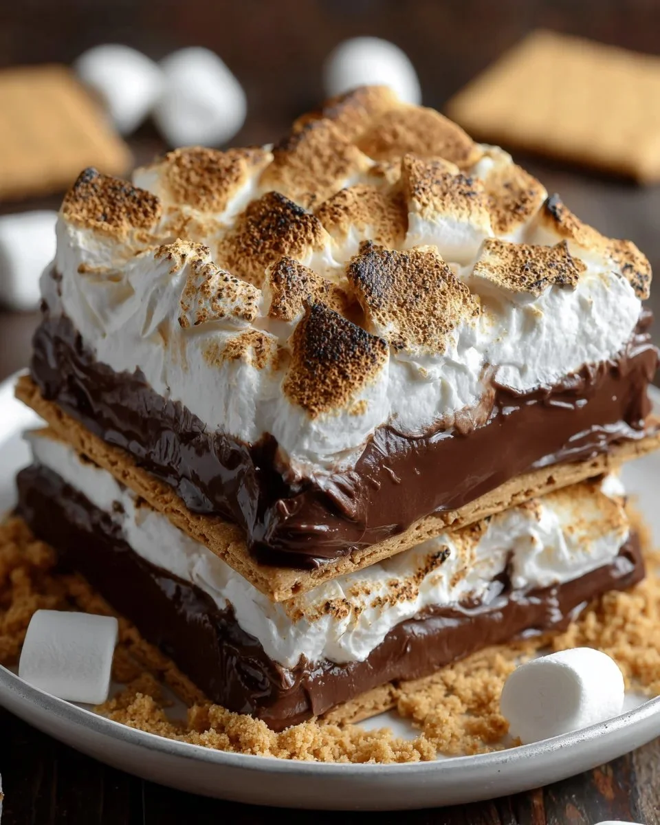 Delicious Frozen S'mores Chocolate Marshmallow dessert ready to be enjoyed.