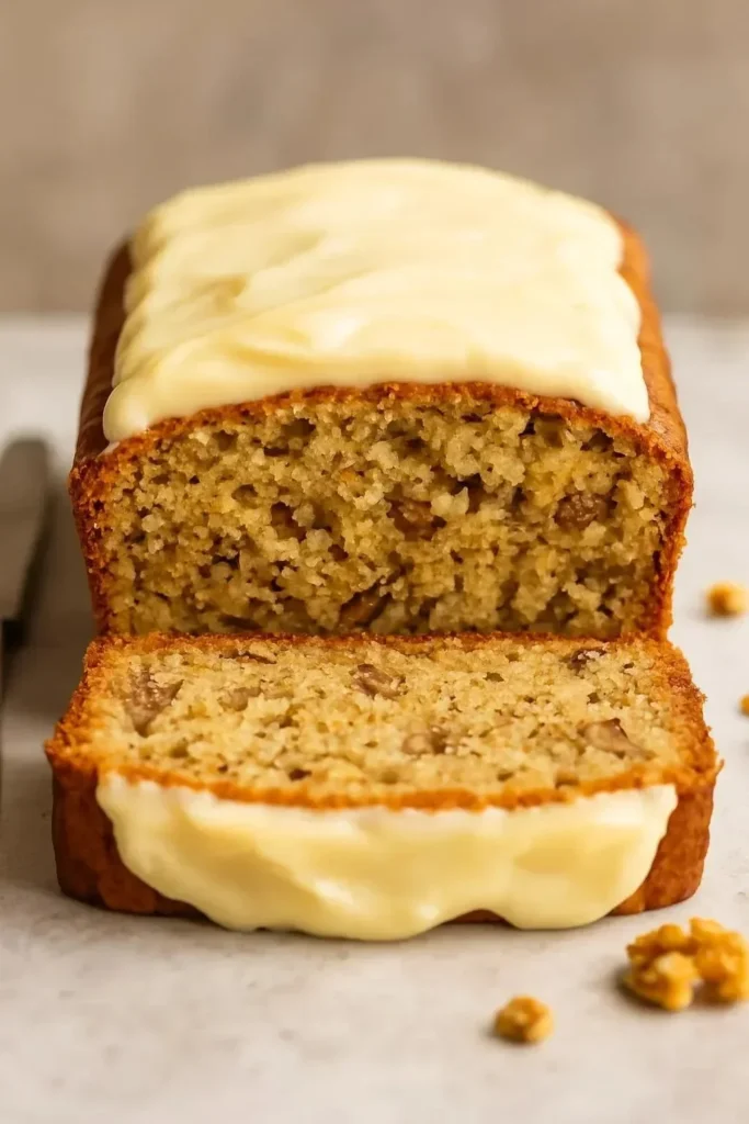 Heavenly Carrot Cake Loaf with Cream Cheese Filling served on a plate