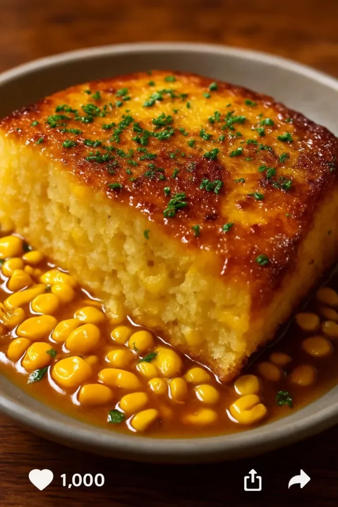 Delicious Honey Glazed Corn Casserole topped with a sweet glaze.