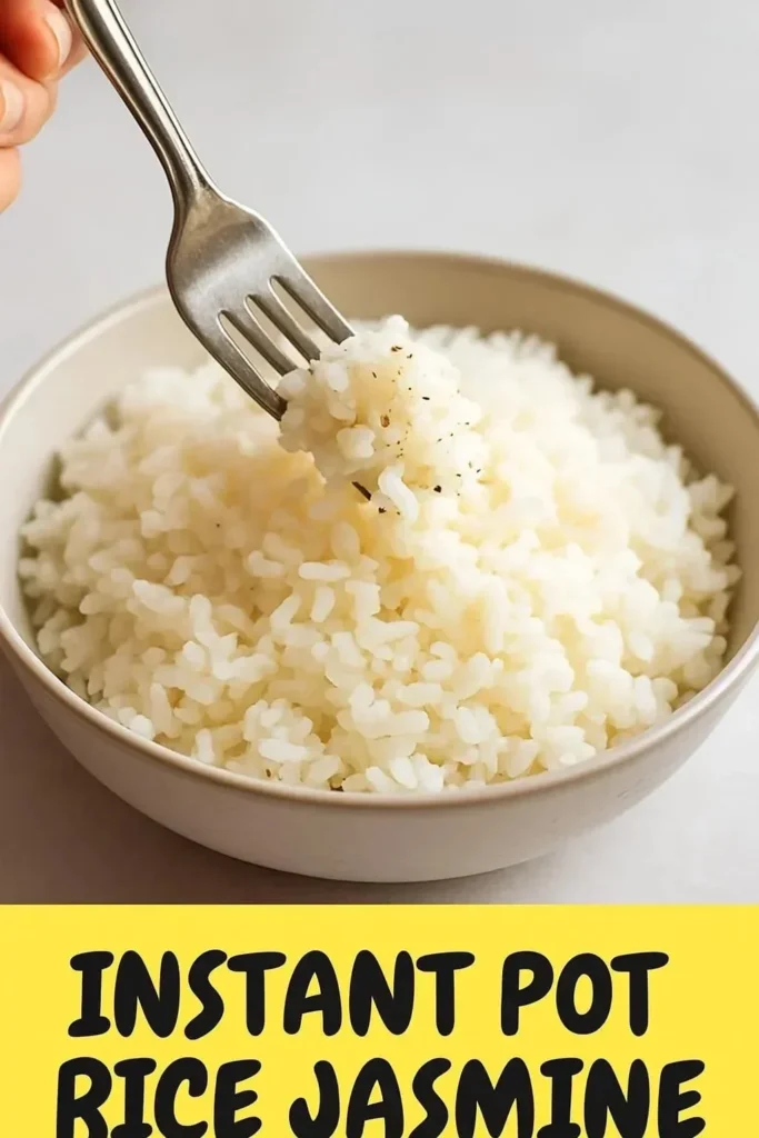 Instant Pot jasmine rice dish served in a bowl with garnishes