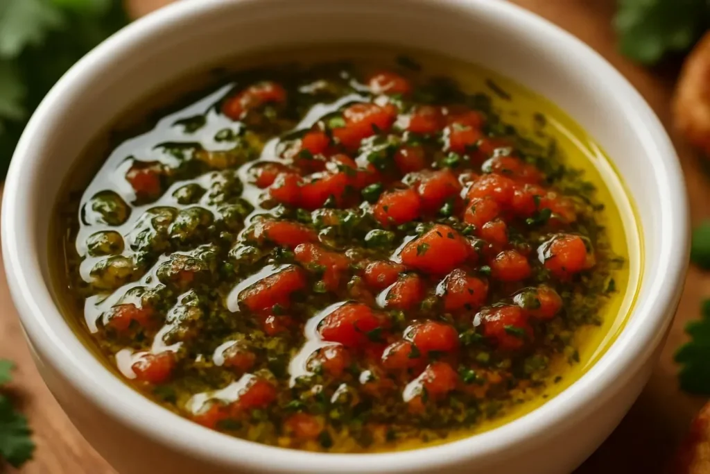 Mediterranean olive oil dip with herbs and spices served in a stylish bowl