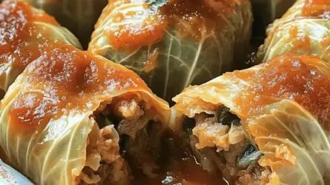 Delicious stuffed cabbage rolls served on a plate, perfect for comforting meals.