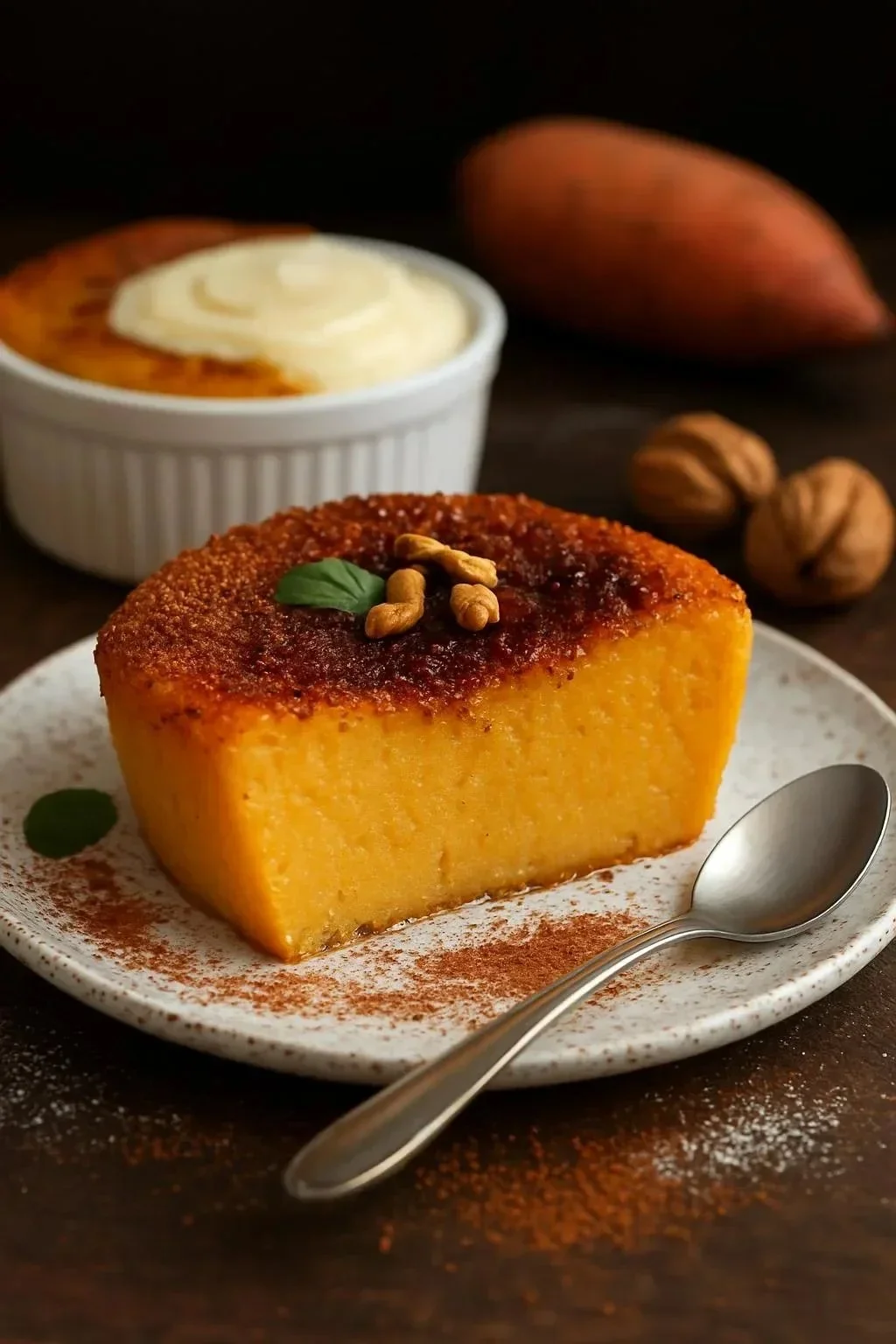 Delicious and creamy sweet potato pudding served in a bowl